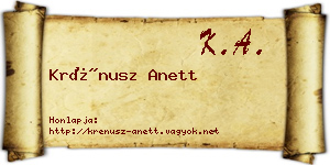 Krénusz Anett névjegykártya