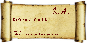 Krénusz Anett névjegykártya